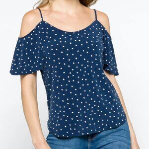 Stitch Fix Kaileigh Valette Back Detail Cold Shoulder Navy NWT Knit Top | Size L
